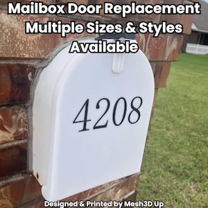 Medium Metal Mailbox Door Replacement 8.25x10 – Snap-In or Bolt-On – Plastic Replacement – Custom Text Option