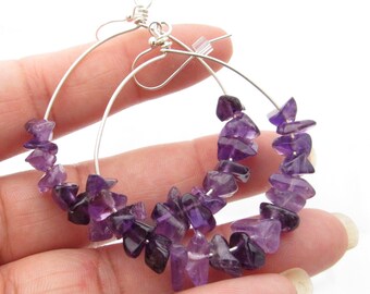 Amethyst  Earring, Gemstone Earring, Amethyst Jewelry, Wire Wrapped Jewelry, Gemstone Jewelry, Wire Wrapped, Purple Earring
