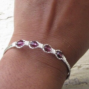 WSB-0308, Swarovski Bracelet, Handmade Bracelet, Swarovski Crystal Bracelet, Wire Wrapped, Bangle, Wire Wrapped Bracelet