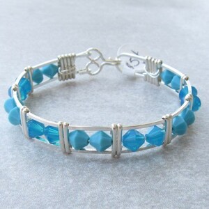 WSB-0254, Swarovski Bracelet, Handmade Bracelet, Swarovski Crystal Bracelet, Wire Wrapped, Bangle, Wire Wrapped Bracelet
