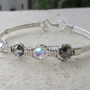 WSB-0309, Swarovski Bracelet, Handmade Bracelet, Swarovski Crystal Bracelet, Wire Wrapped, Bangle, Wire Wrapped Bracelet