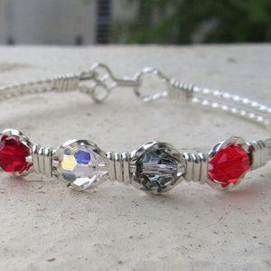 WSB-0304, Swarovski Bracelet, Handmade Bracelet, Swarovski Crystal Bracelet, Wire Wrapped, Bangle, Wire Wrapped Bracelet