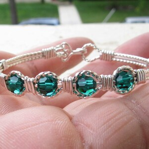 WSB-0312, Swarovski Bracelet, Handmade Bracelet, Swarovski Crystal Bracelet, Wire Wrapped, Bangle, Wire Wrapped Bracelet