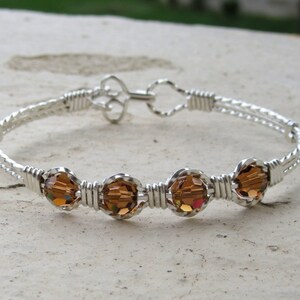 WSB-0307, Swarovski Bracelet, Handmade Bracelet, Swarovski Crystal Bracelet, Wire Wrapped, Bangle, Wire Wrapped Bracelet