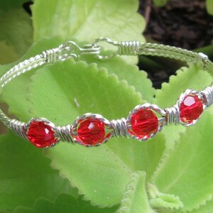 WSB-0314, Swarovski Bracelet, Handmade Bracelet, Swarovski Crystal Bracelet, Wire Wrapped, Bangle, Wire Wrapped Bracelet