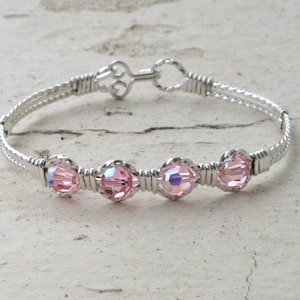 WSB-0315, Swarovski Bracelet, Handmade Bracelet, Swarovski Crystal Bracelet, Wire Wrapped, Bangle, Wire Wrapped Bracelet