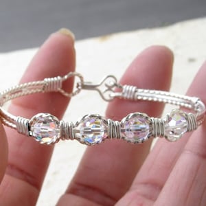 WSB-0310, Swarovski Bracelet, Handmade Bracelet, Swarovski Crystal Bracelet, Wire Wrapped, Bangle, Wire Wrapped Bracelet