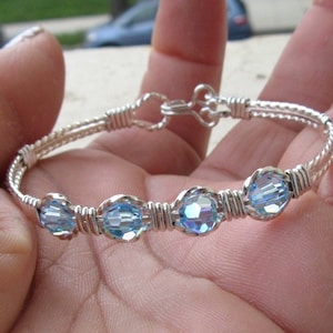 WSB-0311, Swarovski Bracelet, Handmade Bracelet, Swarovski Crystal Bracelet, Wire Wrapped, Bangle, Wire Wrapped Bracelet