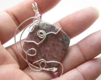 Lepidolite Pendant, Lepidolite Jewelry, Wire Wrapped Pendant, Lepidolite Necklace, Gemstone Pendant, Lepidolite, Wire Wrapped