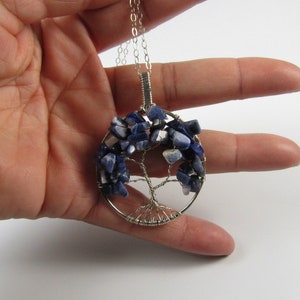 Blue Sodalite Necklace, Tree of Life Necklace, Sodalite Necklace, Sodalite Jewelry, Wire Wrapped Necklace, Handmade Jewelry