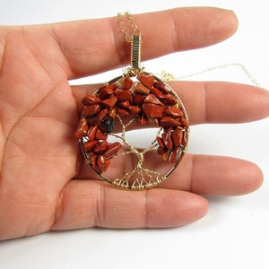Roter Jaspis Halskette, Baum des Lebens Halskette, Jaspis Halskette, roter Jaspis Schmuck, Jaspis Schmuck, Wire Wrapped Halskette, handgemachter Schmuck