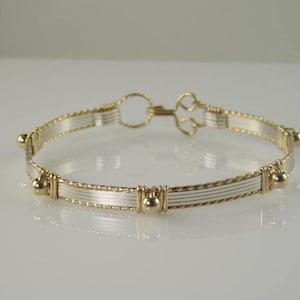 WSB-0153, Gold Filled Wire and Sterling Silver Bracelet, Wrapped Wrapped Bracelet, Bangle, Handmade Bracelet, Wire Wrapped Jewelry