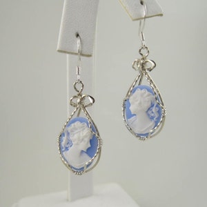 WSE-0115 Lady Cameo Earring Wire Wrapped in Sterling Silver Wire