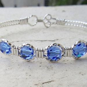 WSB-0306, Swarovski Bracelet, Handmade Bracelet, Swarovski Crystal Bracelet, Wire Wrapped, Bangle, Wire Wrapped Bracelet
