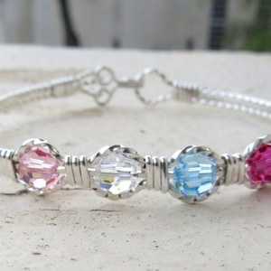WSB-0317, Swarovski Bracelet, Handmade Bracelet, Swarovski Crystal Bracelet, Wire Wrapped, Bangle, Wire Wrapped Bracelet
