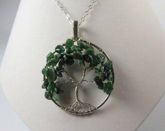 Green Aventurine Necklace, Tree of Life Necklace, Aventurine Necklace, Green Aventurine Jewelry, Wire Wrapped Necklace, Handmade Jewelry