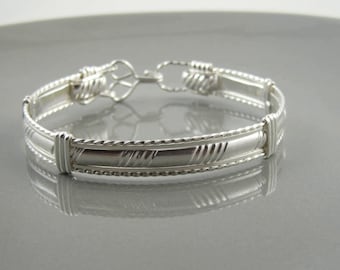 WSB-0193, Sterling Silver Bracelet, Silver Bracelet, Handmade Bracelet, Wire Wrapped Bracelet, Bangle, Wire Wrapped
