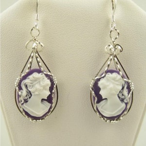 WSE-0028 Charming Lady Cameo Earring Wire Wrapped in Sterling Silver Wire