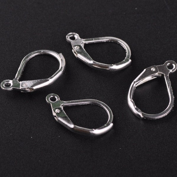 50pcs 14x13mm Silver Plated Metal French Earring Hooks Clasps for Earring Jewelry Making DIY Findings Wholesale Bulk lot