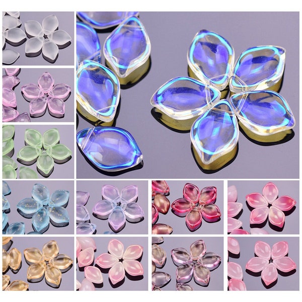 10pcs 19x13mm Floral Petal Crystal Lampwork Glass Loose Top Drilled Pendants Beads For Jewelry Making DIY Flower