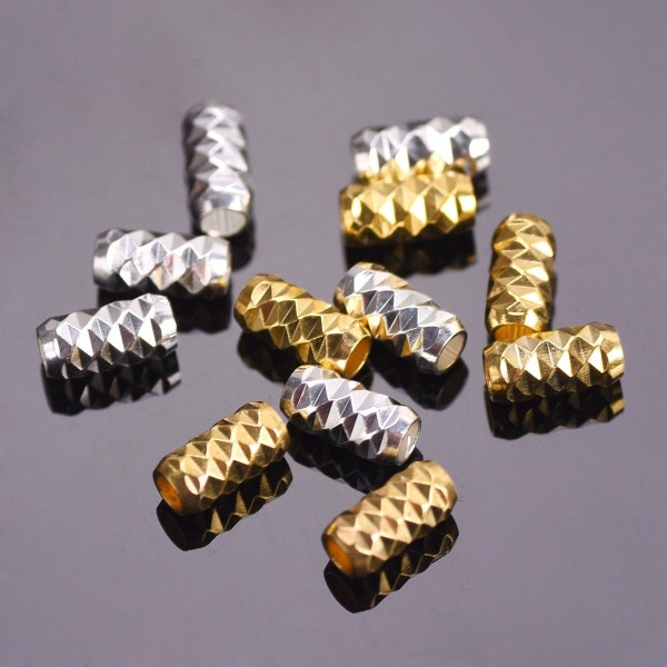 50pcs 6x3mm Tube Shape Gold Silver Plated Brass Metal Loose Spacer Beads Lot For Jewelry Making DIY Findings