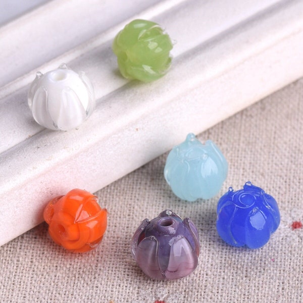 5pcs 12mm-13mmm Ronde Bloemknop Vorm Handgemaakte Lampwork Glas Losse Kralen Voor DIY Ambachten Sieraden maken Bevindingen