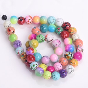 50pcs Round 6mm Colorful Painting Coated Opaque Glass Loose Spacer Beads Lot For Jewelry Making DIY Findings