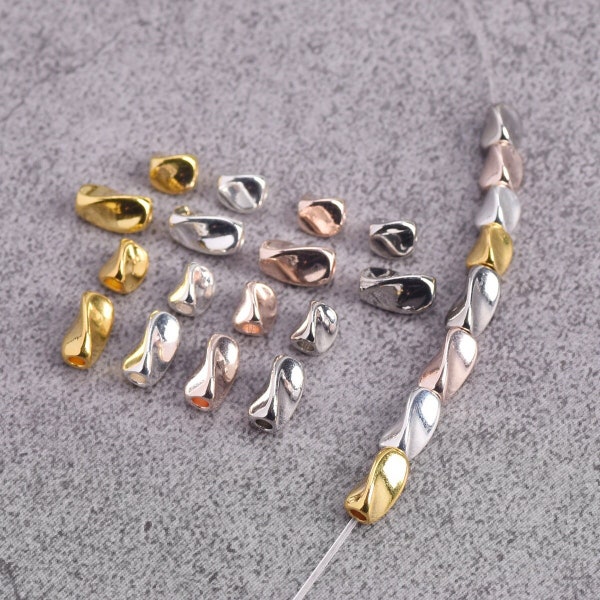 20pcs 5x5mm 5x8mm Twist Triangle Tube Shape Brass Metal Loose Beads For Jewelry Making DIY Crafts Findings