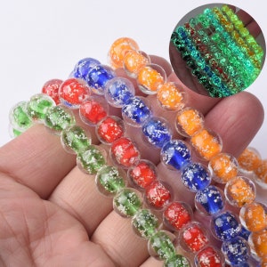 10pcs Round 10mm Luminous Handmade Lampwork Glass Loose Beads for Jewelry Making DIY Crafts Findings