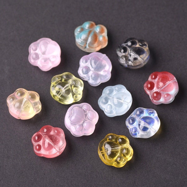 10 Uds. Cuentas sueltas de cristal de murano coloridas con forma de pata de oso para fabricación de joyas, hallazgos artesanales DIY