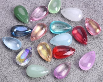 20pcs 14x8mm Teardrop Shape Crystal Glass Top Drilled Pendants Loose Beads For Jewelry Making DIY Crafts Earring Findings