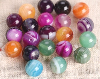 Round Natural Agate Stone 4mm 6mm 8mm 10mm 12mm 14mm Gemstone Loose Beads Lot For Jewelry Making DIY Bracelet