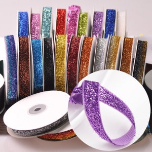 10yards 3/8&quot;(10mm) 5/8&quot;(16mm) Solid Colors Glitter Flocked Velvet Ribbon lot Sewing Trim Sew Supplies