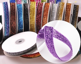 10yards 3/8"(10mm) 5/8"(16mm) Solid Colors Glitter Flocked Velvet Ribbon lot Sewing Trim Sew Supplies