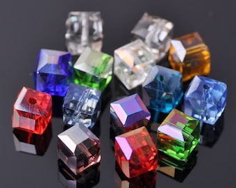 Cube Faceted Crystal Glass 3mm 4mm 6mm 8mm 10mm Loose Beads for Jewelry Making DIY Crafts Findings