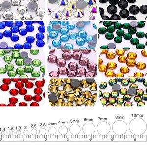 1440pcs/pack Hotfix Iron-on Flatback Crystal Glass Rhinestones - AAA Grade Glue on the back - For Nail Art Decorate Jewelry Making Findings