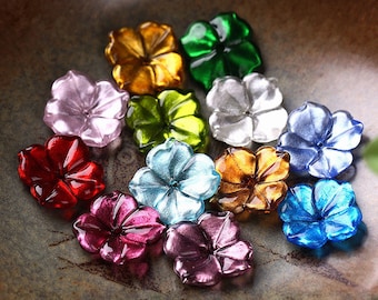 20mm Mixed 10pcs Flower Glass Crystal Twist Helix Lampwork Spacer Beads Findings 