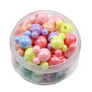 20個 ミックスカラー 15 mm 光沢のある3つの丸い形のアクリルプラスチックルースビーズ ジュエリー作り DIY クラフト ファインディング用