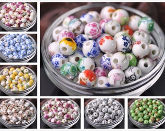 10pcs 15mm Flower Ceramic Porcelain Loose Beads for Jewelry Making