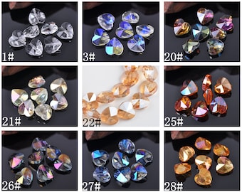 10pcs 14mm Charms Heart Faceted Crystal Glass Loose Spacer Beads Jewelry Pendant 10pcs 14mm Charms Heart Faceted Crystal Glass Loose Spacer Beads Jewelry Pendant