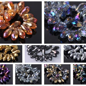 20pcs 16x8mm Teardrop Faceted Crystal Glass Pendants Craft Loose Beads Bulk Lots Jewelry Making Findings --- GC021-69#~87#