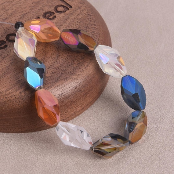 10pcs 19x8mm Oval Bicone Faceted Crystal Glass Loose Beads – For Jewelry Making (China)