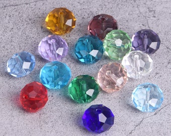 10 pièces 10x14mm grande rondelle facettée en verre de cristal taillé, perles de prisme en vrac pour la fabrication de bijoux artisanat bricolage résultats