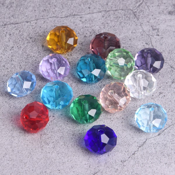 10pcs 10x14mm Big Rondelle Faceted Cut Crystal Glass Loose Prism Beads For Jewelry Making DIY Crafts Findings