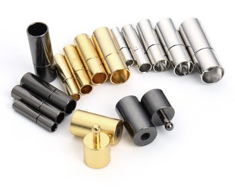 10 pezzi oro argento nero canna di fucile 2mm 2.5mm 3mm 5mm ottone metallo perline a crimpare corda in pelle cordoncini terminali per braccialetto fai da te collana creazione di gioielli