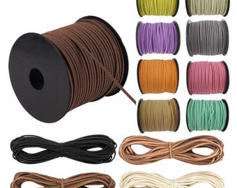 5 Yards / 100 Yards 2.7mm Flat Faux Suede Cord Velvet Leather String Thread Rope By Yards/Spool For DIY Bracelet Necklace Jewelry Making