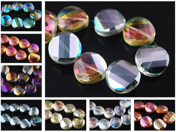 Hexagon Faceted Crystal Glass Charms Loose Spacer Rondelle Beads 14 18mm 10Pcs