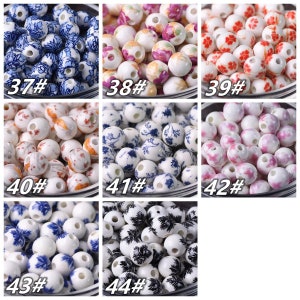 10pcs Round 8mm 10mm 12mm Flower Patterns Ceramic Porcelain Loose Beads Bulk Lot For Jewelry Making DIY Crafts Findings image 10