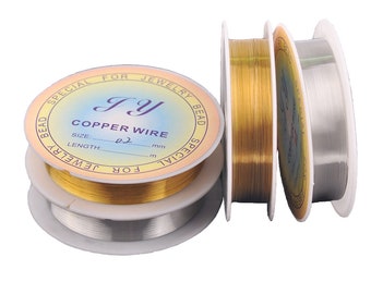 1 Spool Gold/Silver 0.2mm/0.3mm/0.4mm/0.5mm/0.6mm/0.8mm/1.0mm Copper Soft Metal Beading Wire for Jewelry Making DIY Crafts Findings