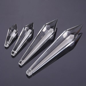 5pcs 35mm 52mm 58mm 78mm 98mm Bicone Teardrop Cone Faceted Clear Crystal Glass Chandelier Prism Hanging Drop Pendants For Jewelry Making DIY